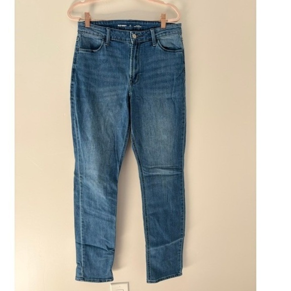 Old Navy Womens High Rise Wow Straight Leg Jeans Medium Wash Blue Size‎ 10 Long